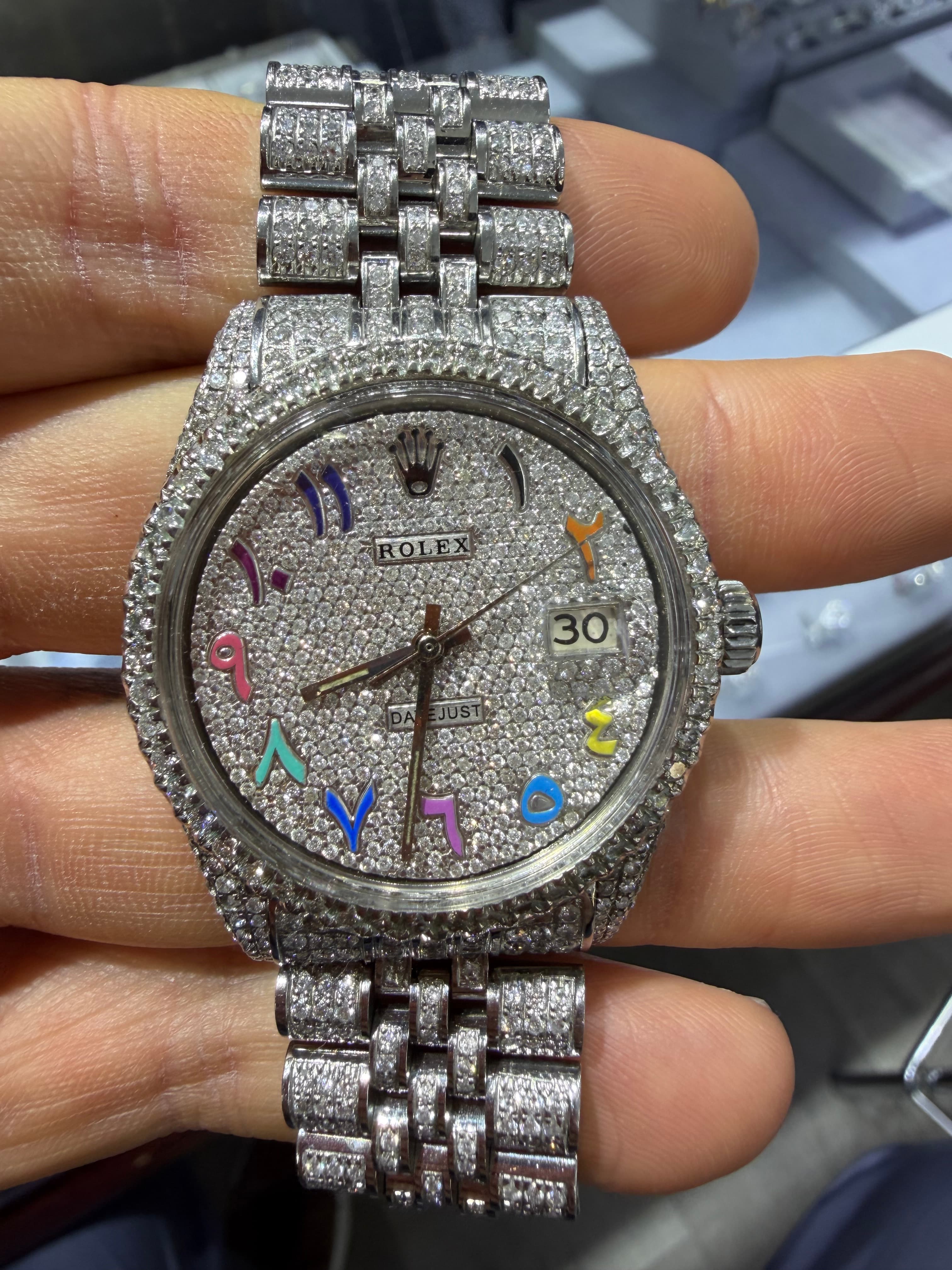 Rolex Date Just Iced out Arabic