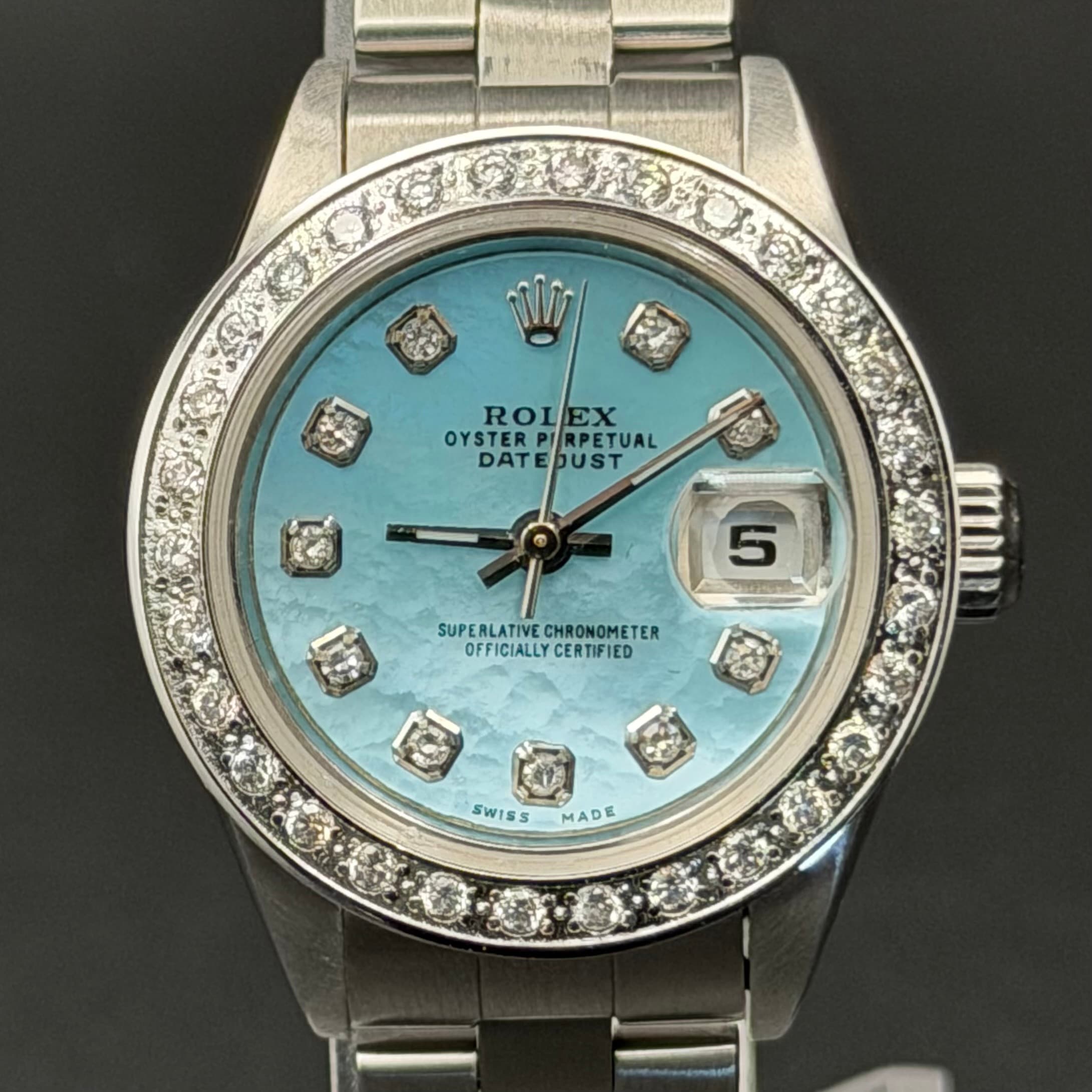 Rolex "Women's" Tiffany Blue Mother of Pearl Diamond Dial 26mm 